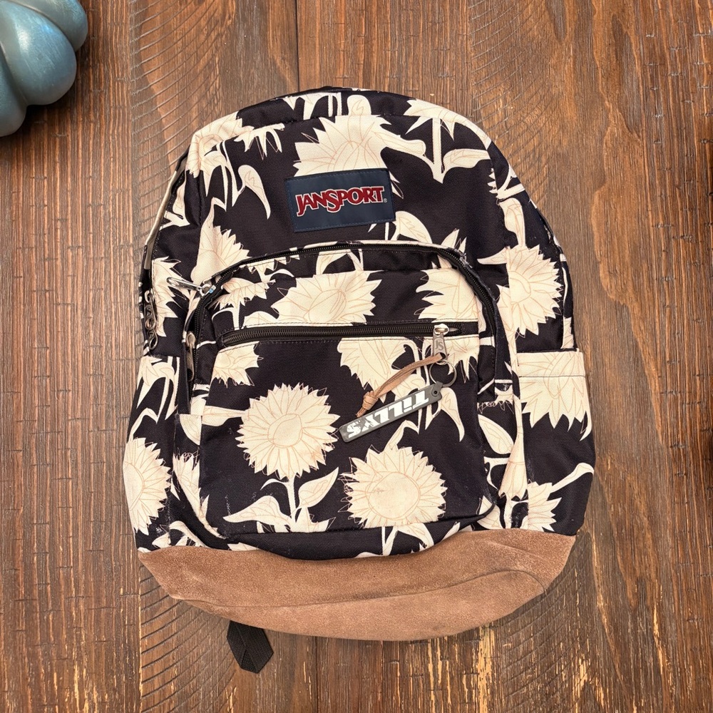 Jansport Black and Cream Floral Backpack